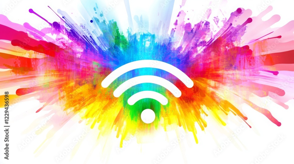 Obraz premium Wi-Fi symbol with bright visual design represents seamless connectivity and modern communication technology. Emphasizing the importance of wireless networks in today's digital world.