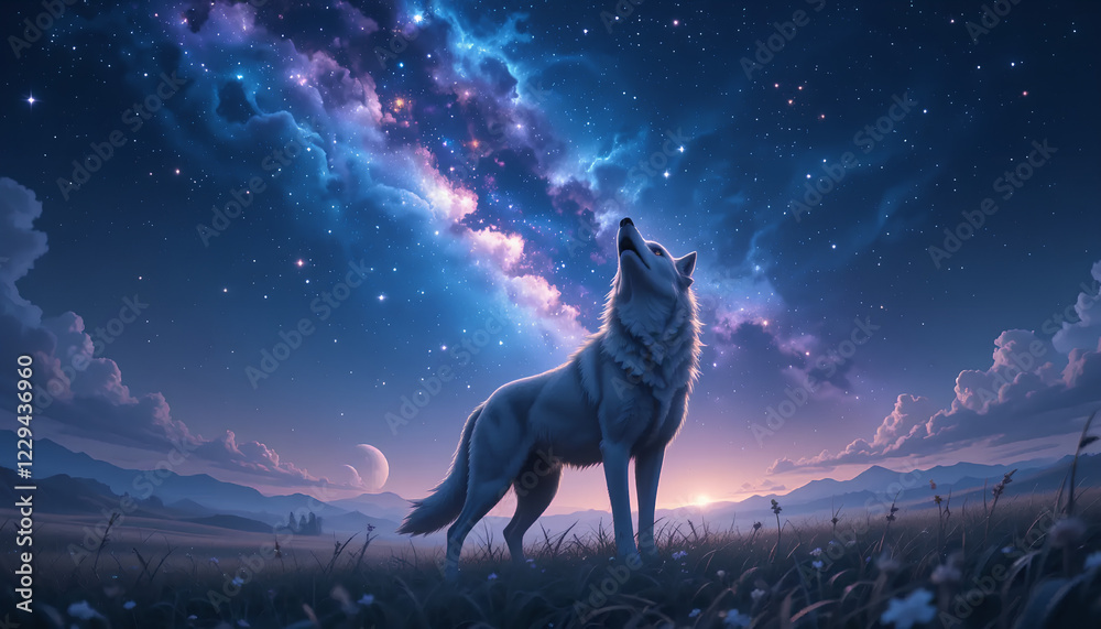 Moonlit Serenity: A Wolf's Nighttime Reveri Moonlit Serenity: A Wolf's Nighttime Reveri