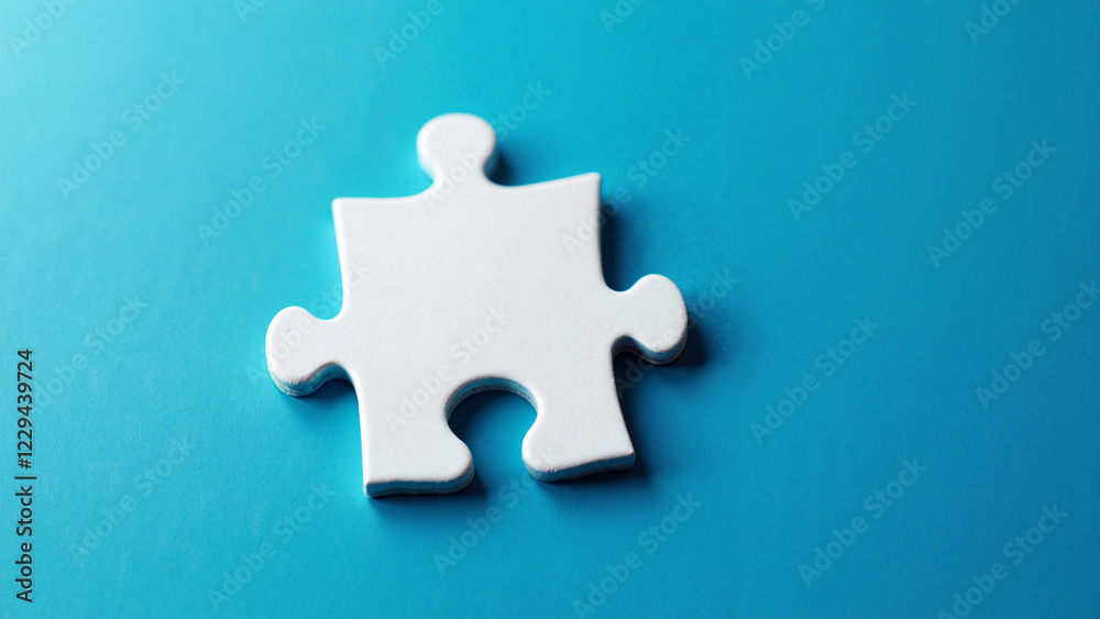 High-Resolution White Puzzle Piece on Vibrant Blue Background for Educational, Marketing, and Web Design Projects High-Resolution White Puzzle Piece on Vibrant Blue Background for Educational, Marketing, and Web Design Projects