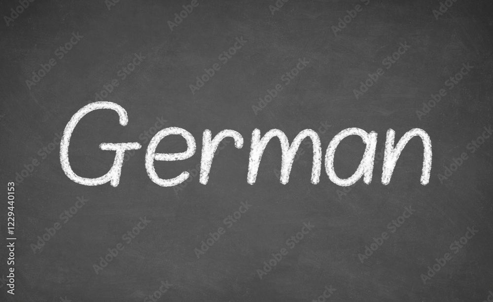 German lesson on blackboard or chalkboard. written in white chalk German lesson on blackboard or chalkboard. written in white chalk