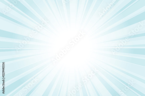 Abstract glowing blue sunburst background. Pale blue glow effect sunburst background for presentation, banner, poster, flyer, sales. Modern pop art poster for summer and spring.