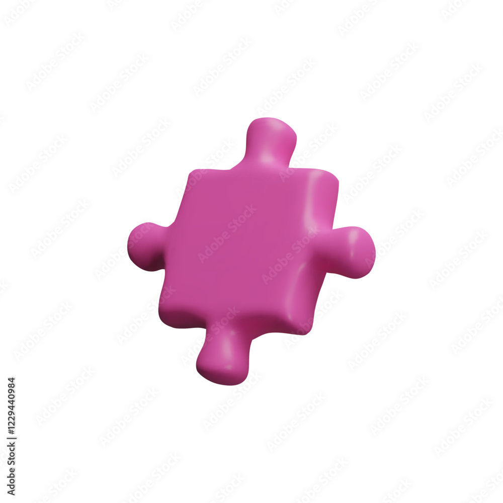 Pink puzzle piece 3D cartoon plastic style vector icon, abstract jigsaw detail, logic game toy, choice connection Pink puzzle piece 3D cartoon plastic style vector icon, abstract jigsaw detail, logic game toy, choice connection