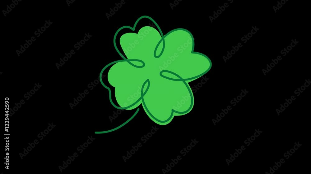 Clover, shamrock,trefoil leaf icon animated illustration. Fortune and luck symbol with four leaves. One continuous self drawing line animation, footage of clover Clover, shamrock,trefoil leaf icon animated illustration. Fortune and luck symbol with four leaves. One continuous self drawing line animation, footage of clover
