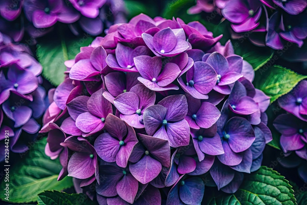 Hortensia Flowers Closeup - Minimalist Background, High DOF Hortensia Flowers Closeup - Minimalist Background, High DOF