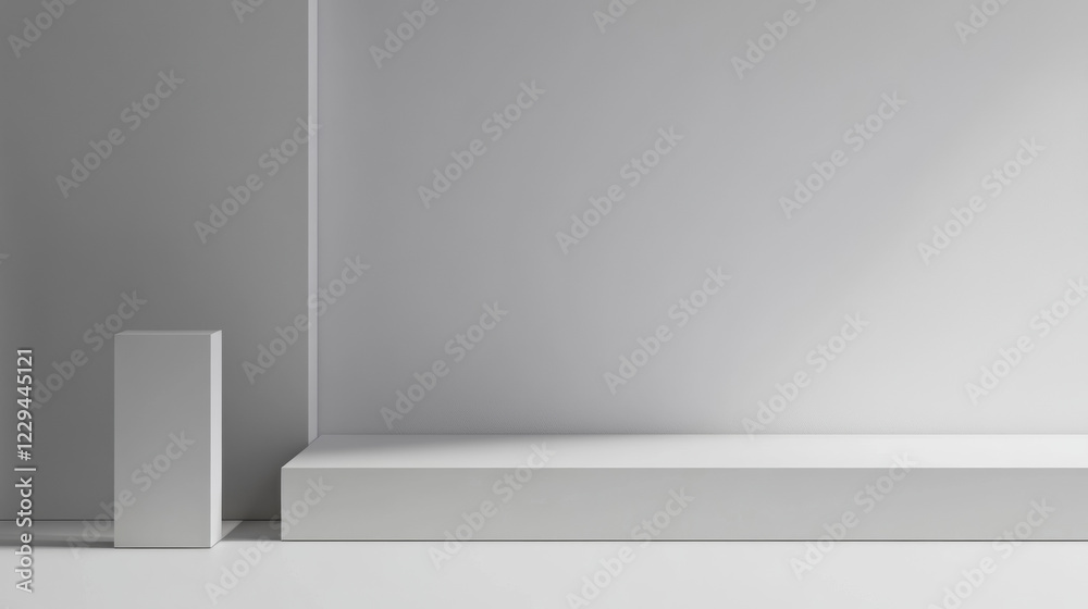 Fototapeta premium Minimalist white interior with geometric shapes