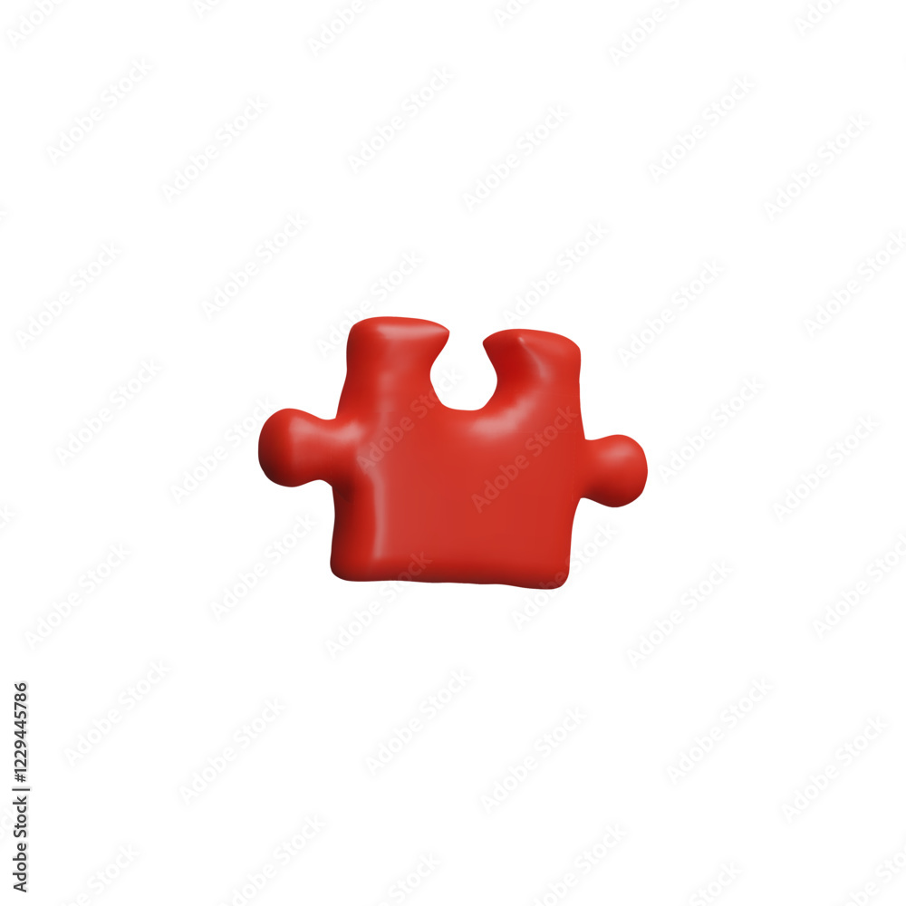 Obraz premium Vector illustration of a 3d puzzle element, red color in cartoon style.