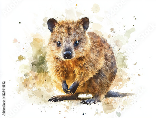 a water-color drawing of an Australian marsupial quokka