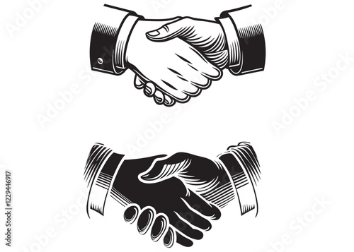 Handshake logo black silhouette vector design, shaking hands silhouette, handshake silhouette logo, handshake icon logo vector, handshake partnership silhouette icon vector on white background.