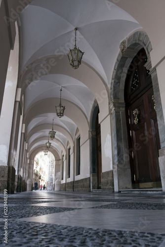 View of the arcade of the town hall in Cadiz, Andalucia, Spain, Europe photo