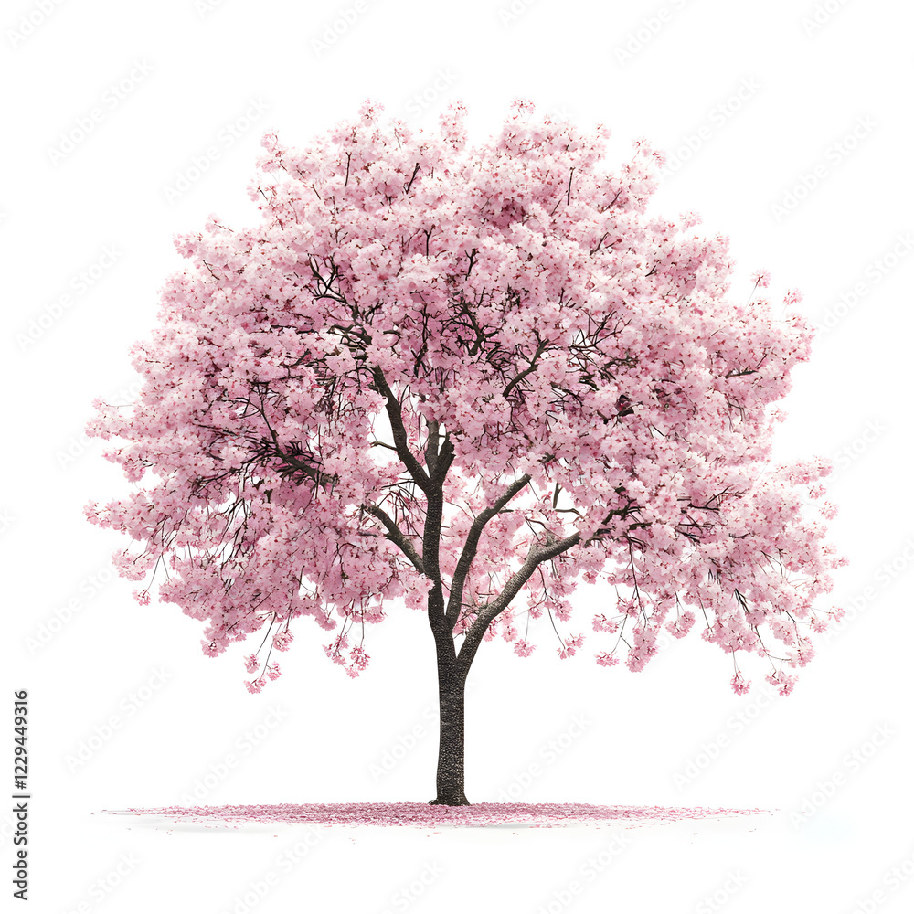 Fototapeta premium Cherry blossom tree isolated on a white background 