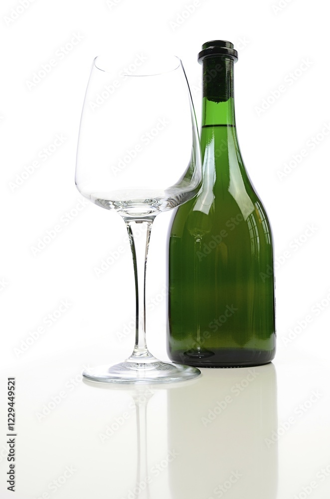 Bottle of white wine with a glass Bottle of white wine with a glass