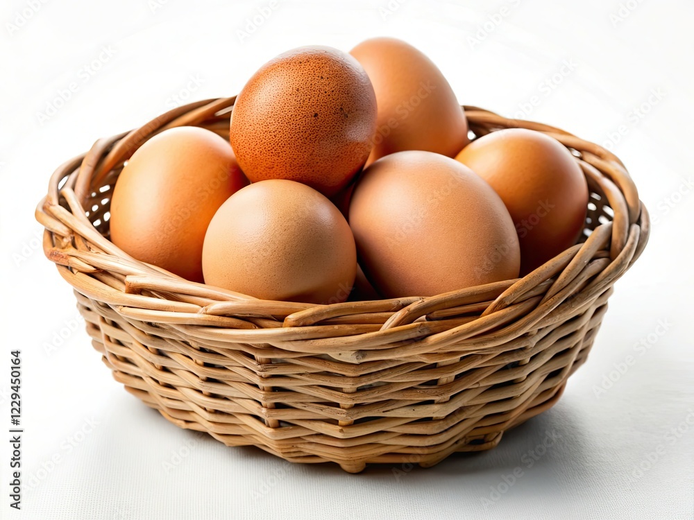 Minimalist Healthy Food Gift: Eggs in Rattan Basket Minimalist Healthy Food Gift: Eggs in Rattan Basket