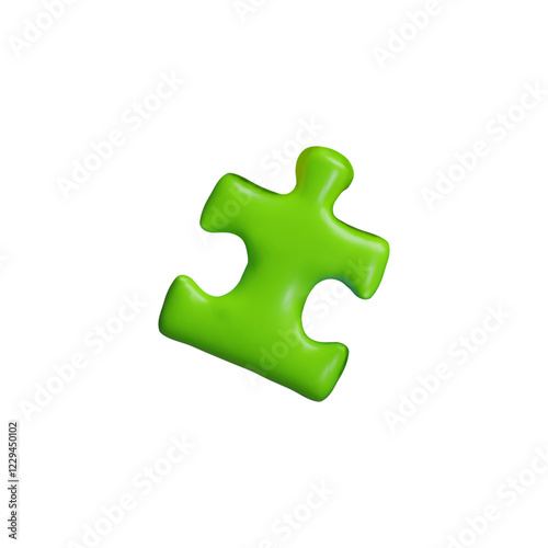 Isolated 3d puzzle piece icon, green color, vector illustration.