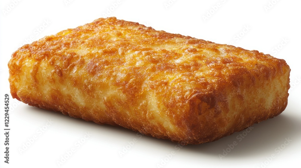 Crispy fried hash brown on white background for breakfast menus Crispy fried hash brown on white background for breakfast menus