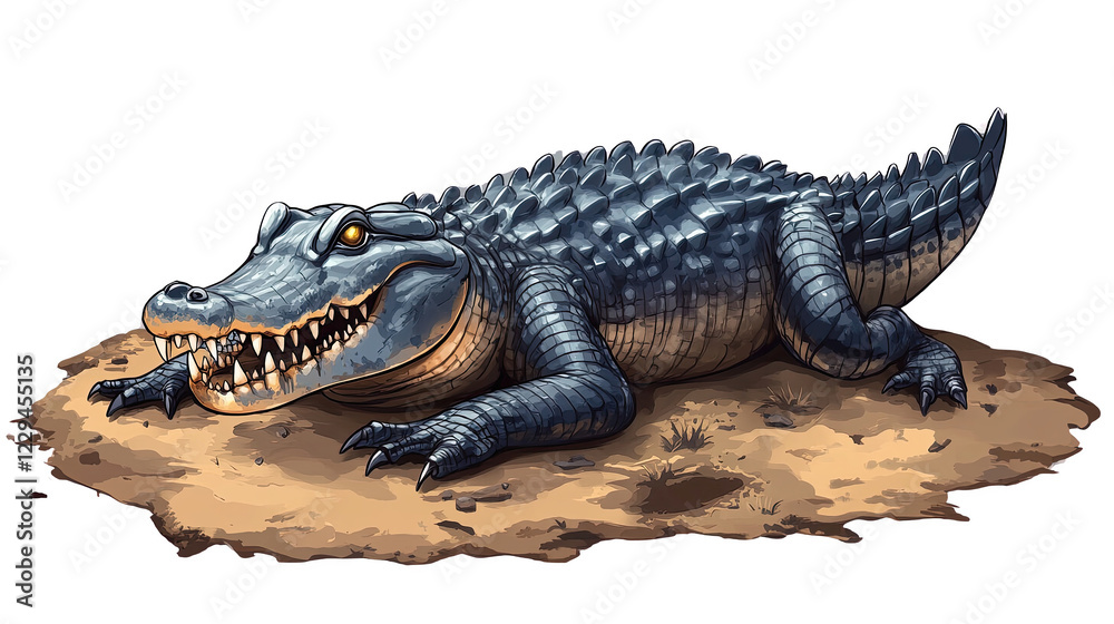 Naklejka premium Crocodile, white isolate background