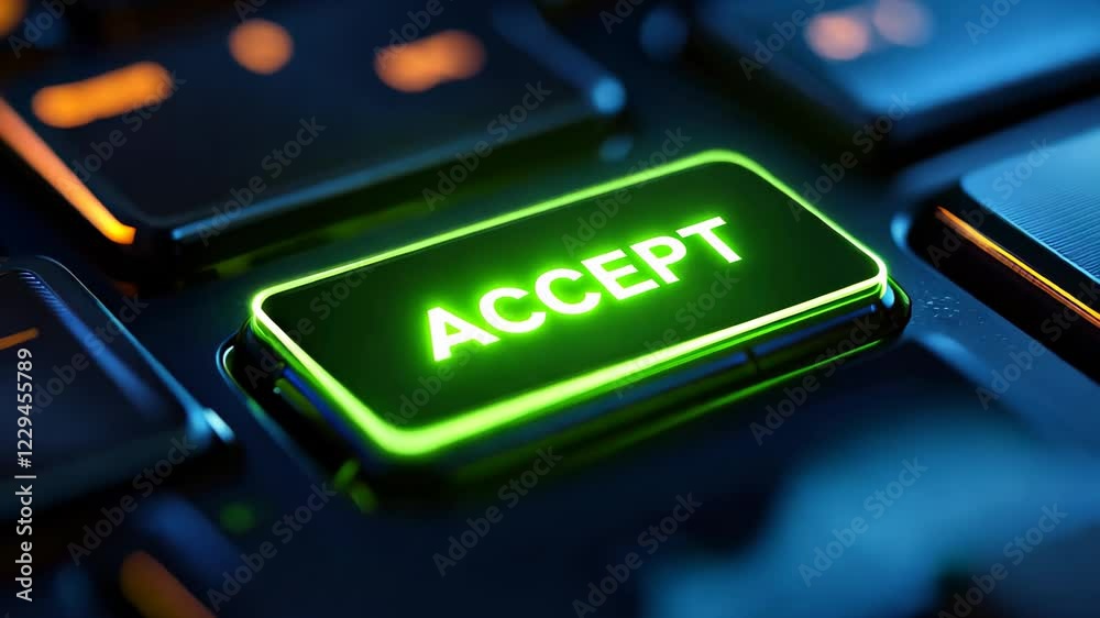 Accept green glowing button is on the keyboard