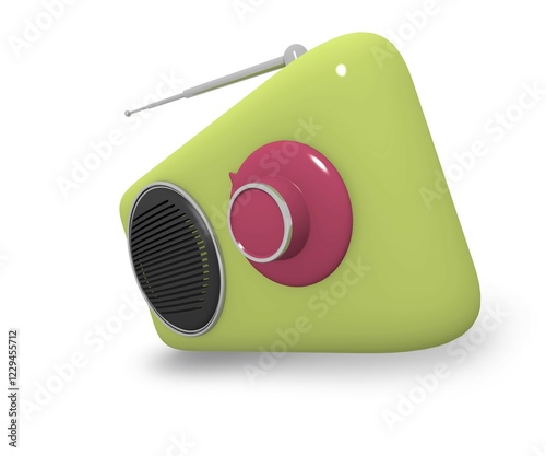 Vintage style radio on a white background, 3d rendering
