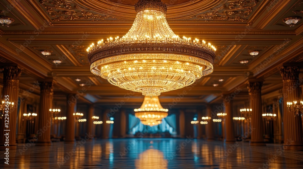 Obraz premium Grand ballroom chandelier, opulent hall, event