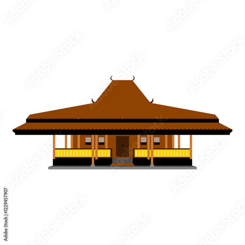 Canvas Print Traditional Javanese Joglo House Vector Illustration
