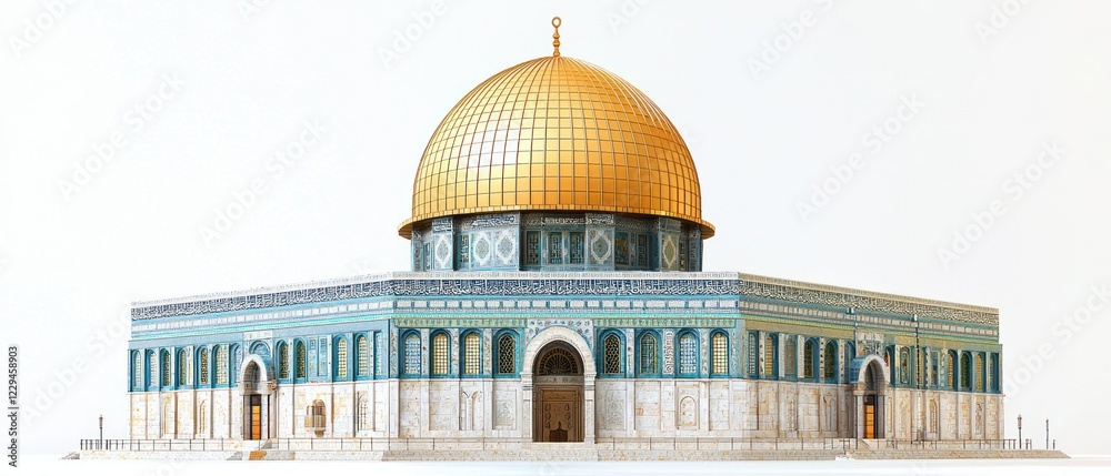Obraz premium Dome of the Rock model, Jerusalem, white background, educational use