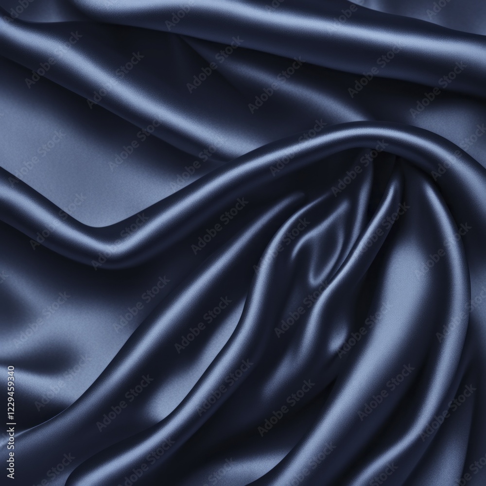 Fototapeta premium Elegant navy blue silk fabric with smooth and shiny textures, AI generated
