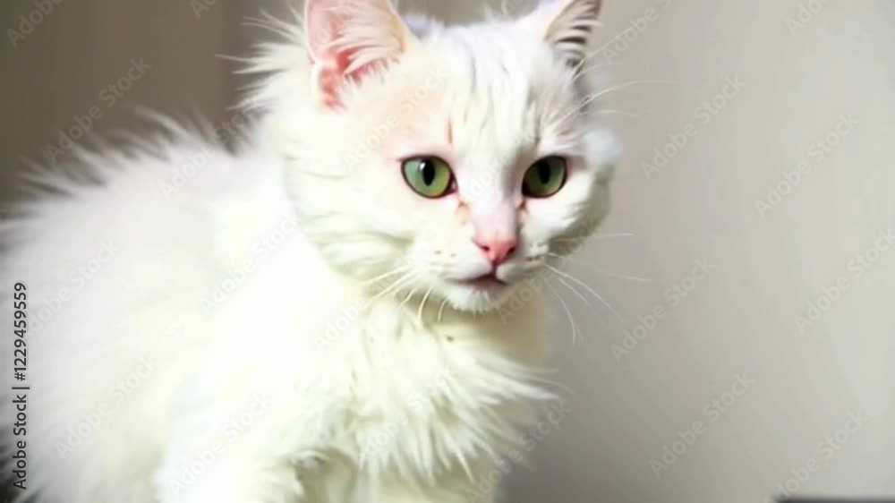 A cute white Persian cat with blue eyes in a furry portrait A cute white Persian cat with blue eyes in a furry portrait