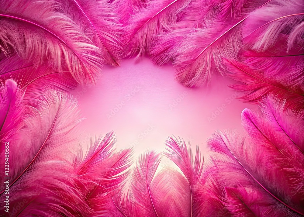 Pink Feather Border AI Photo, High Depth of Field Pink Feather Border AI Photo, High Depth of Field