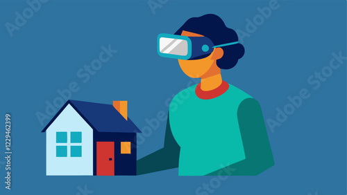 Virtual Open House A person using a virtual reality headset exploring a 3D model of a house showcasing how technology enhances the property viewing experience.