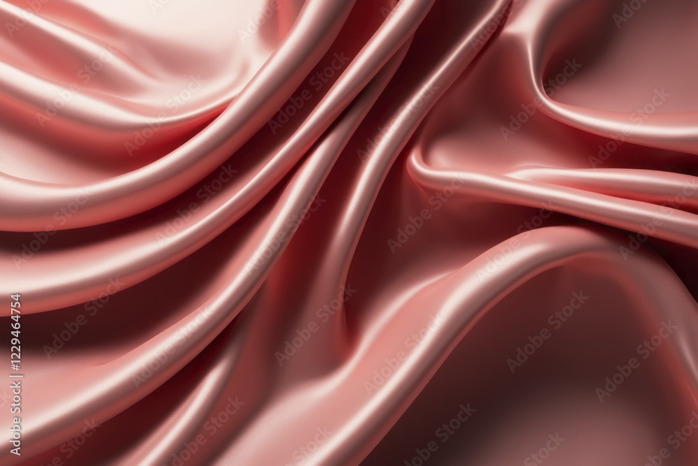 Fototapeta premium Close-up view of pink silky fabric with smooth, shiny folds, showcasing elegance, AI generated