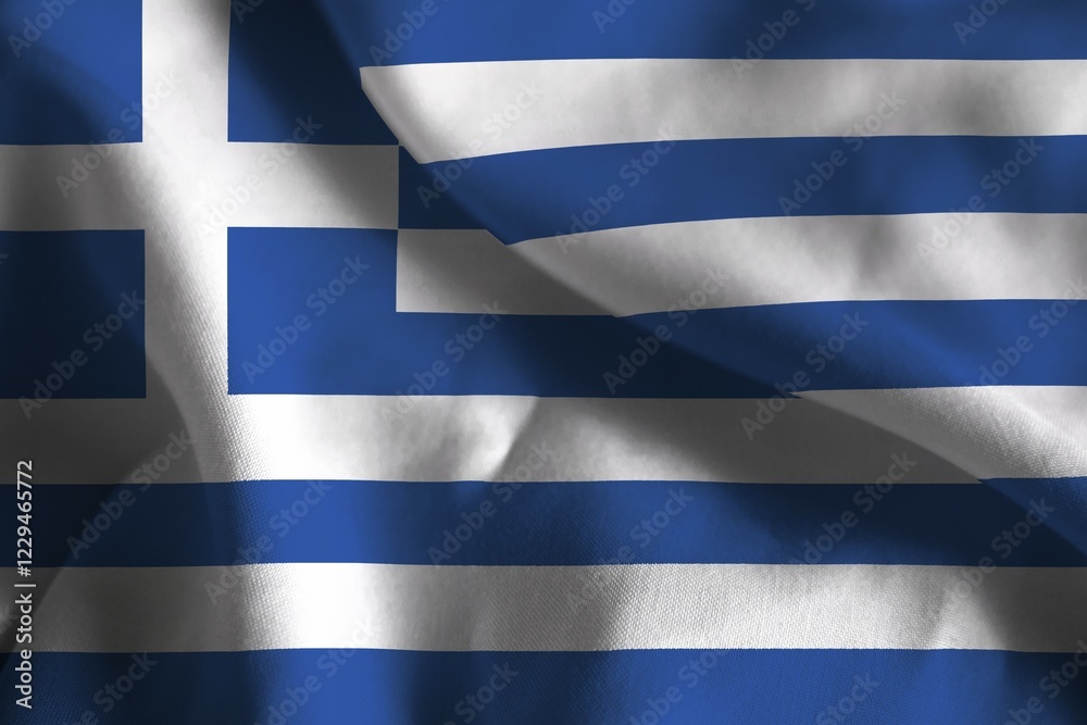 A ruffled fabric flag of Greece