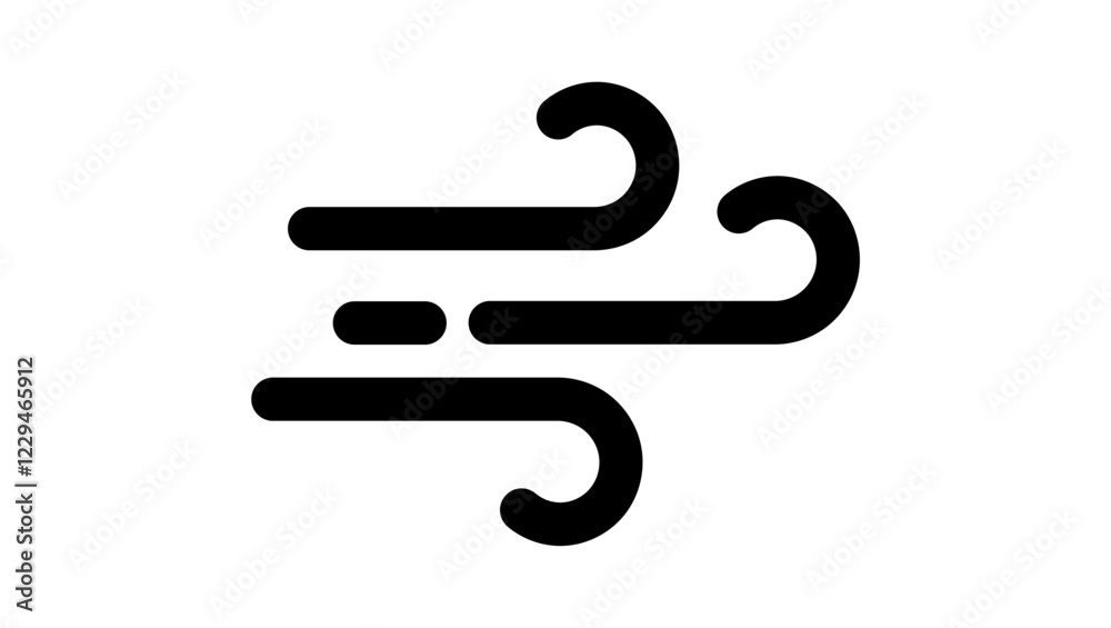 wind symbol , black isolated silhouette wind symbol , black isolated silhouette