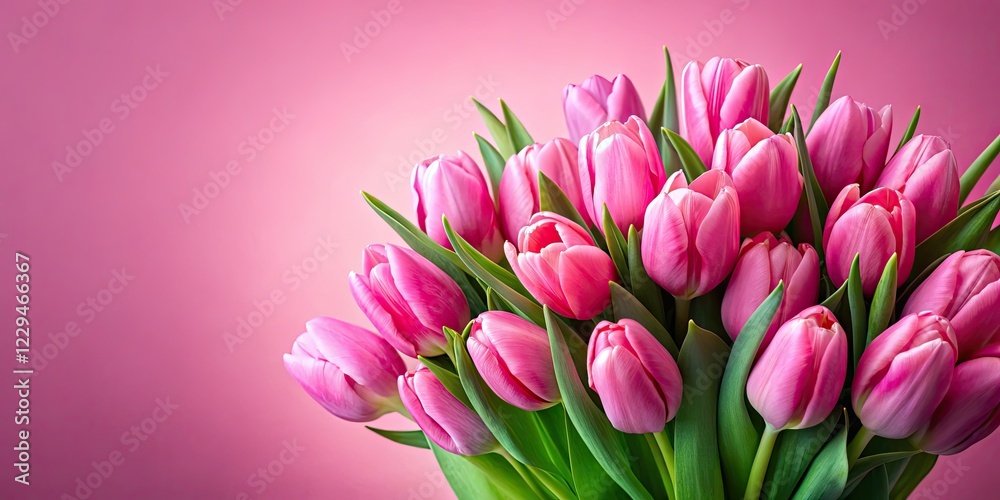 Pink Tulips Bouquet on Pink Background, Copy Space, AI Photo Pink Tulips Bouquet on Pink Background, Copy Space, AI Photo