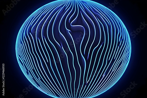 3D Sphere with Glowing Blue...