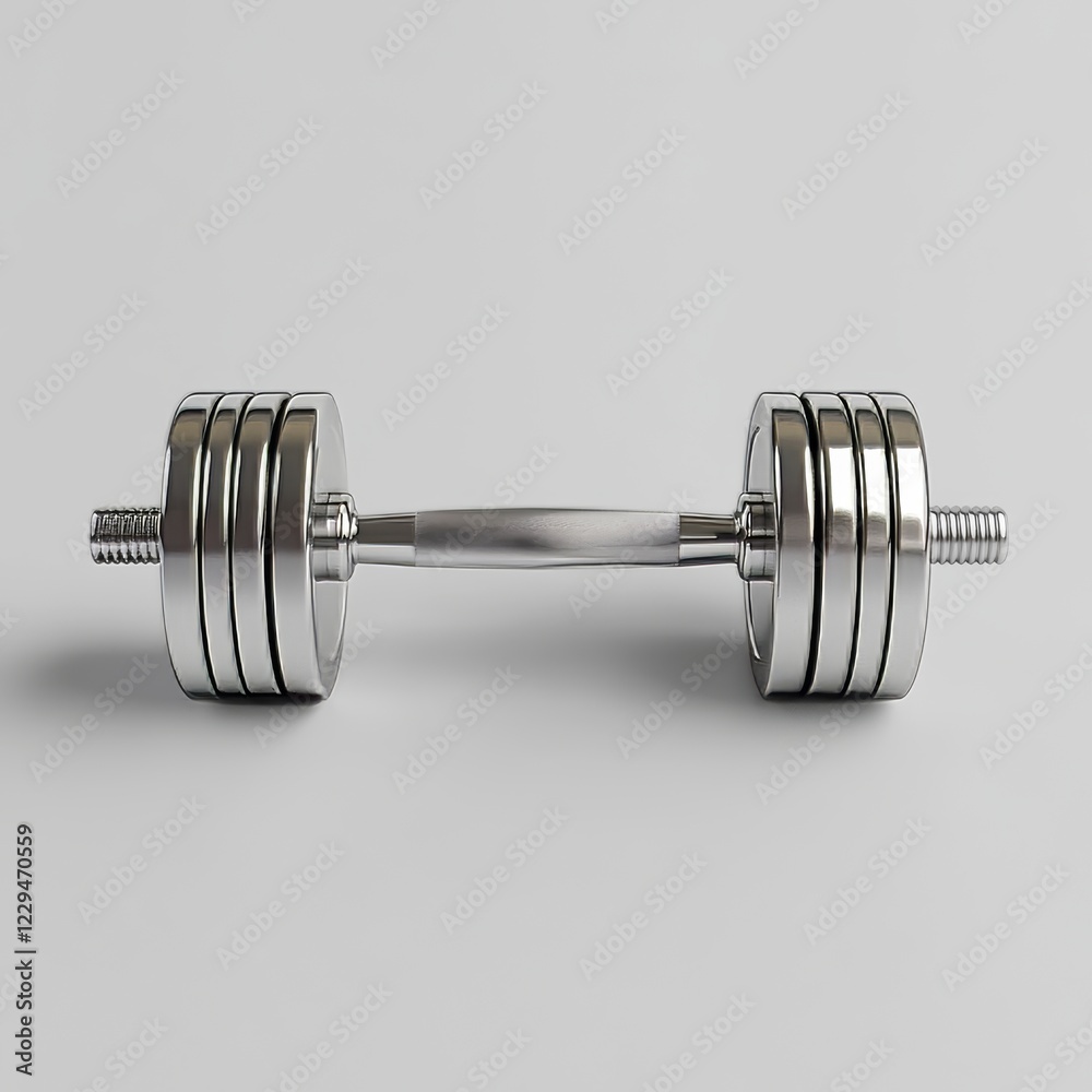 Fototapeta premium Metal dumbbell isolated on white. Sports equipment
