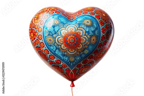 Red Heart Balloon with Colorful Handles - AI Photo