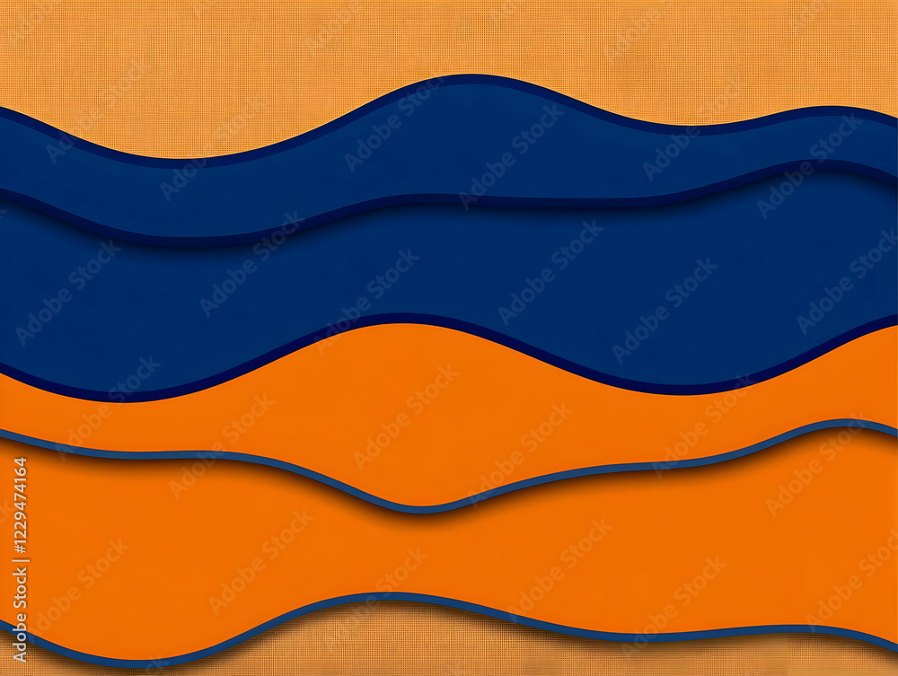 Naklejka premium Abstract Background with Wavy Blue and Orange Layers on Textured Surface, Modern and Vibrant Design