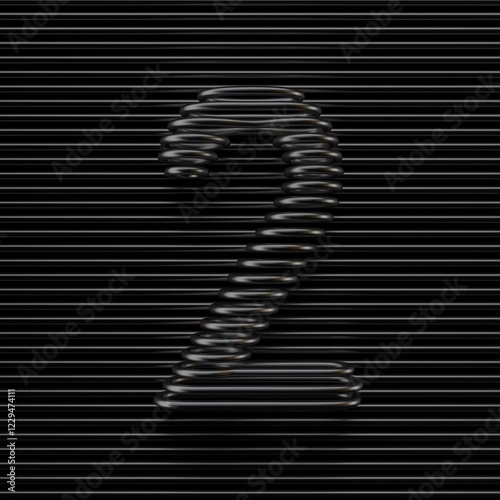 Obraz na płótnie Black wire font Number 2 TWO 3D w salonie