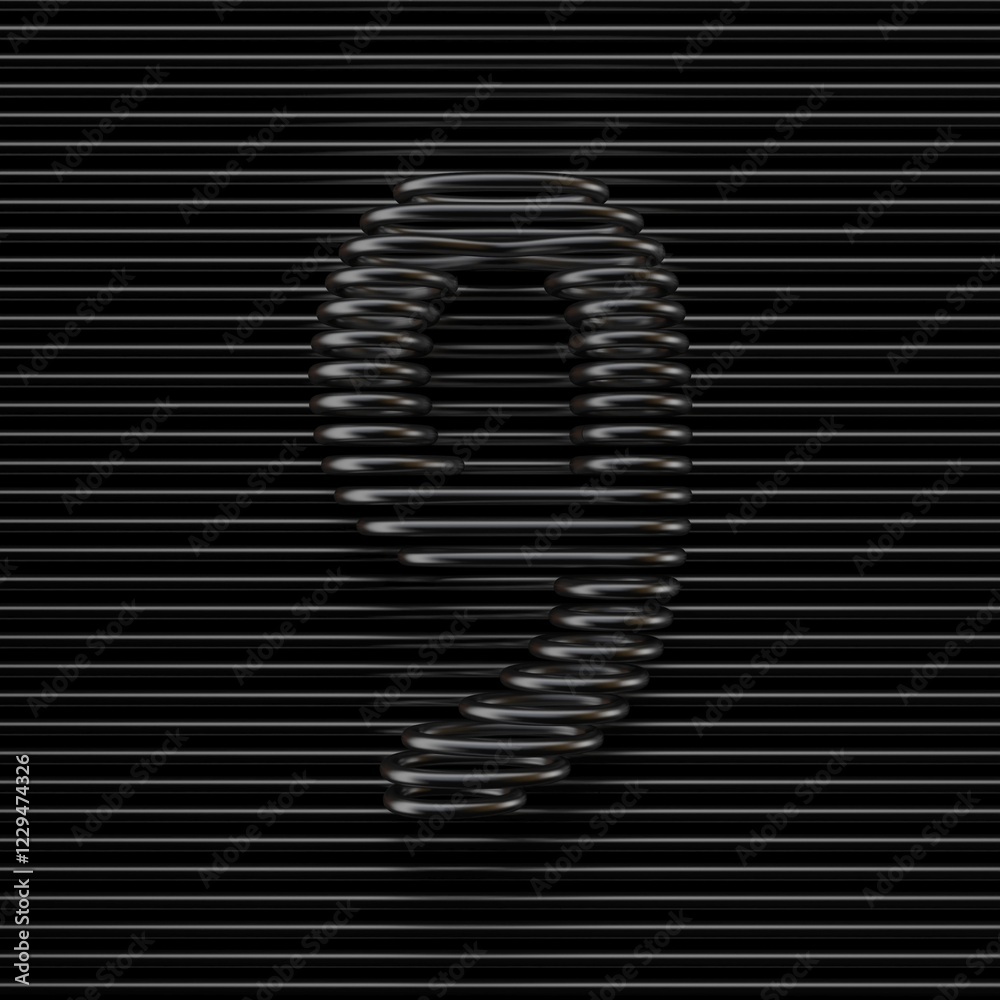 Black wire font Number 9 NINE 3D