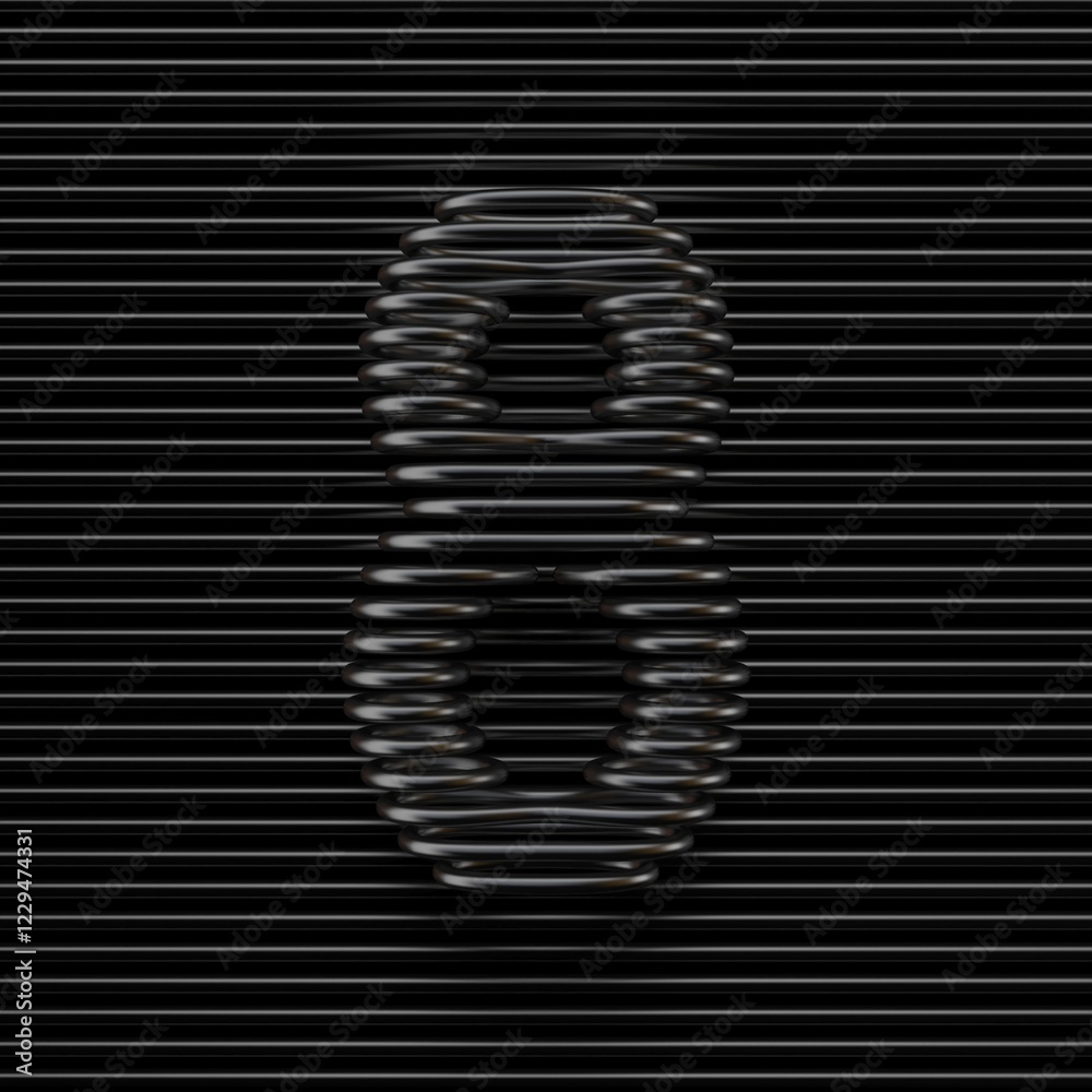 Black wire font Number 8 EIGHT 3D