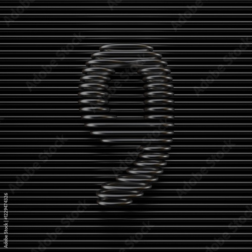 Obraz na płótnie Black wire font Number 9 NINE 3D w salonie