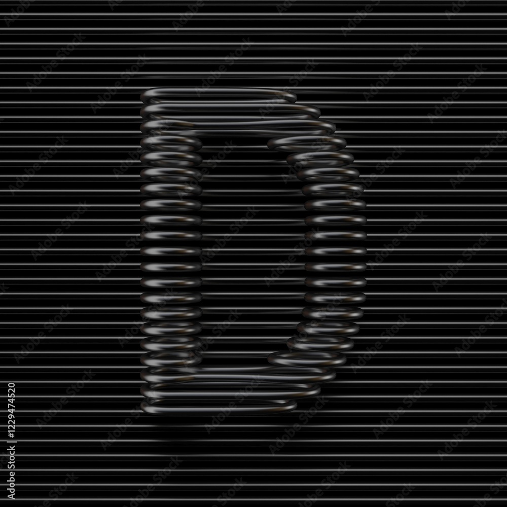 Black wire font Letter D 3D