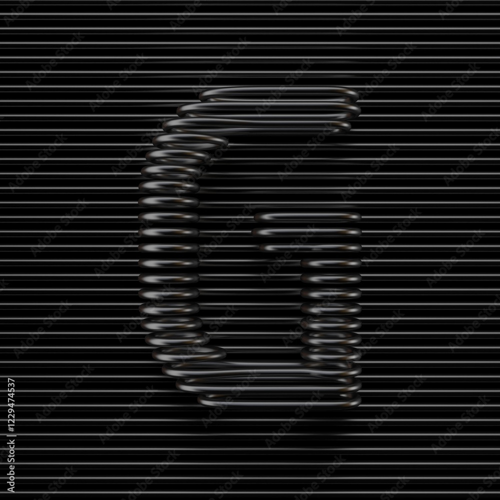 Black wire font Letter G 3D