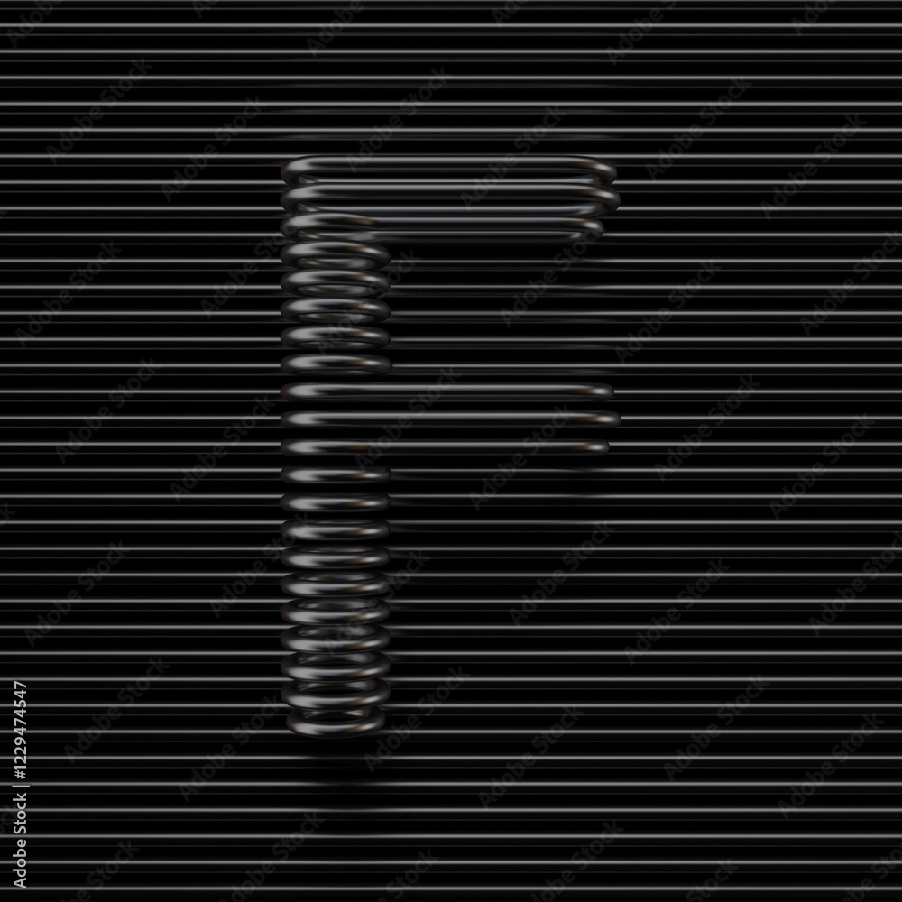 Black wire font Letter F 3D