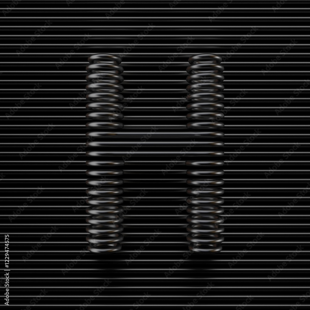 Black wire font Letter H 3D