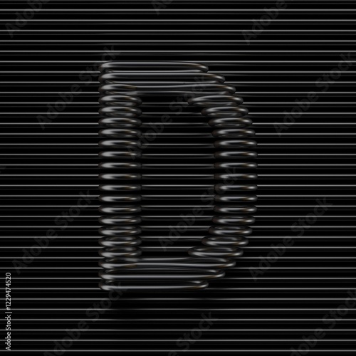 Obraz na płótnie Black wire font Letter D 3D w salonie