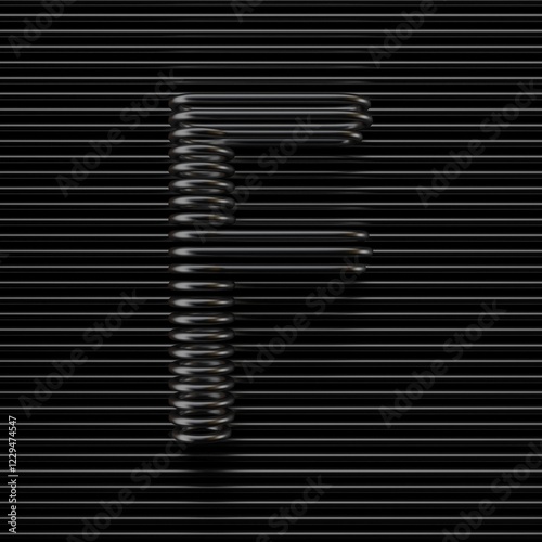Obraz na płótnie Black wire font Letter F 3D w salonie