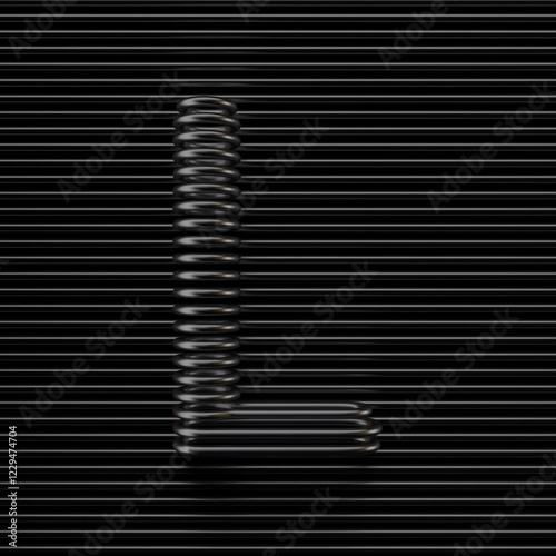 Black wire font Letter L 3D