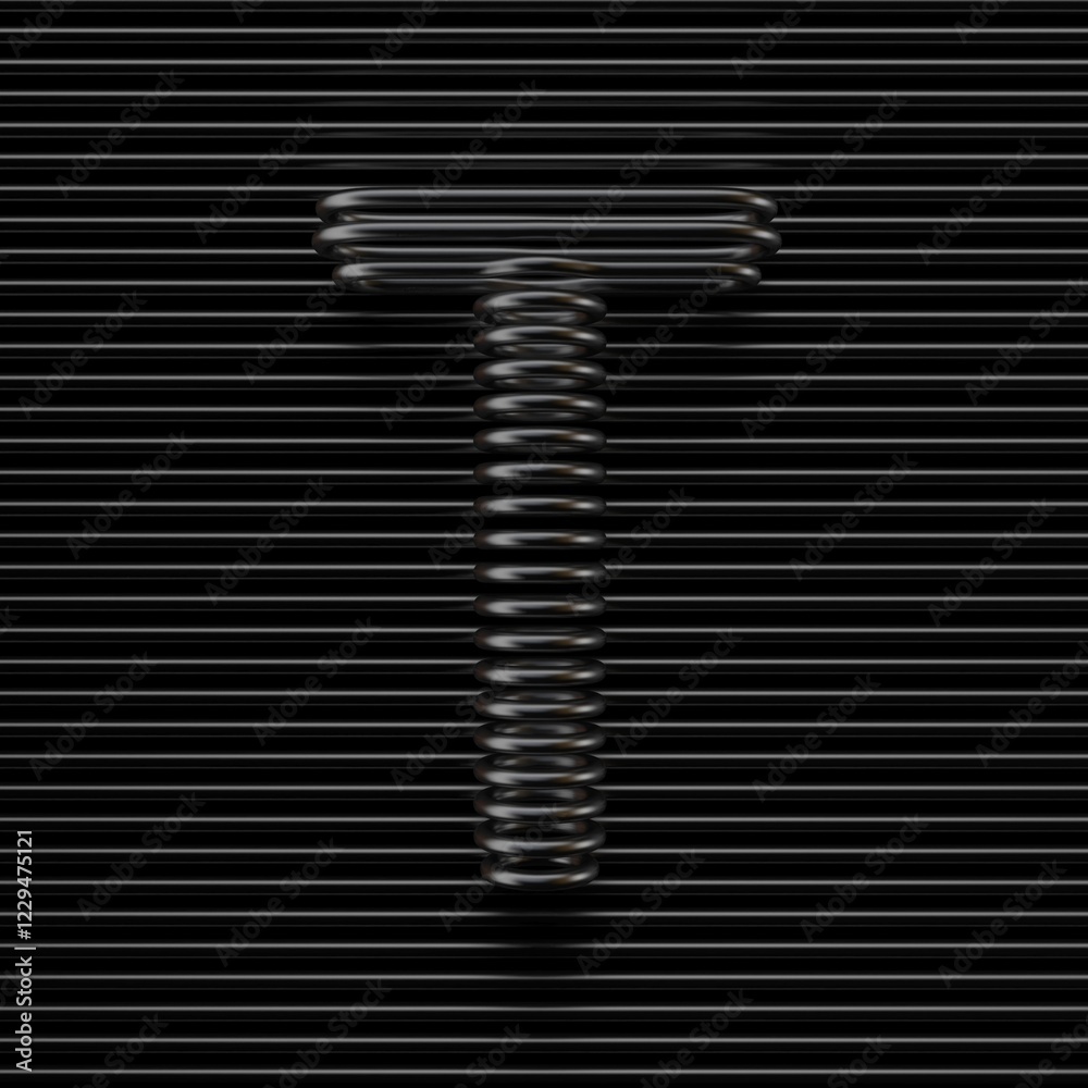 Black wire font Letter T 3D
