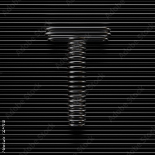 Obraz na płótnie Black wire font Letter T 3D w salonie