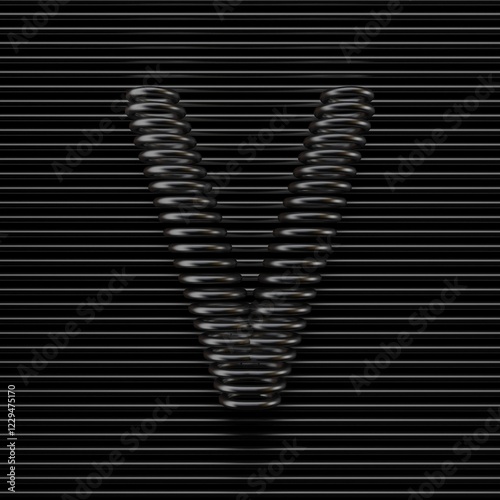 Obraz na płótnie Black wire font Letter V 3D w salonie
